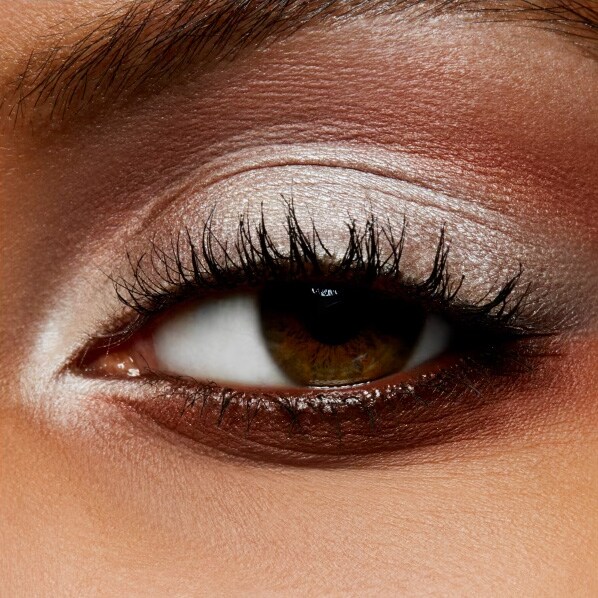 Close up of model eyes showcasing eyeshadow and mascara application